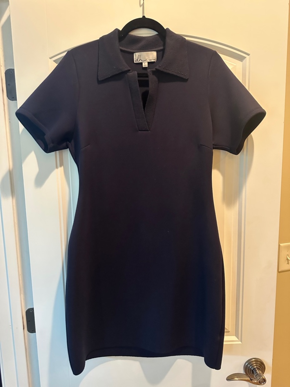 New DH New York Maya Scuba Collard Short Dress Navy